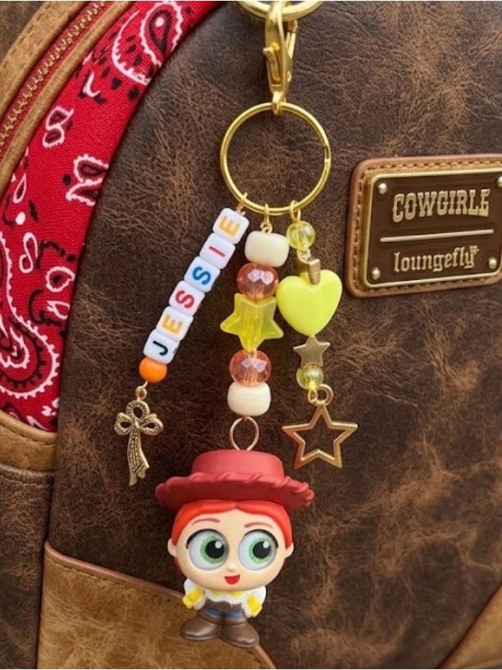 ✨NEW HANDMADE TOY STORY JESSIE COWGIRL BAG CHARM KEYCHAIN CLIP-ON CHARACTER TOY✨